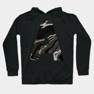 A Letter Black Marble Pattern Hoodie